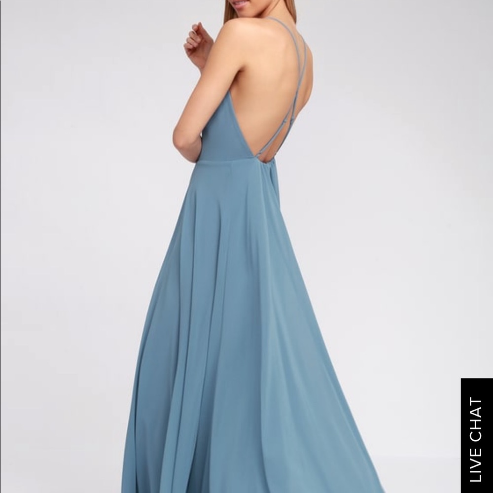 lulu slate blue mythical bridesmaid dress XS
